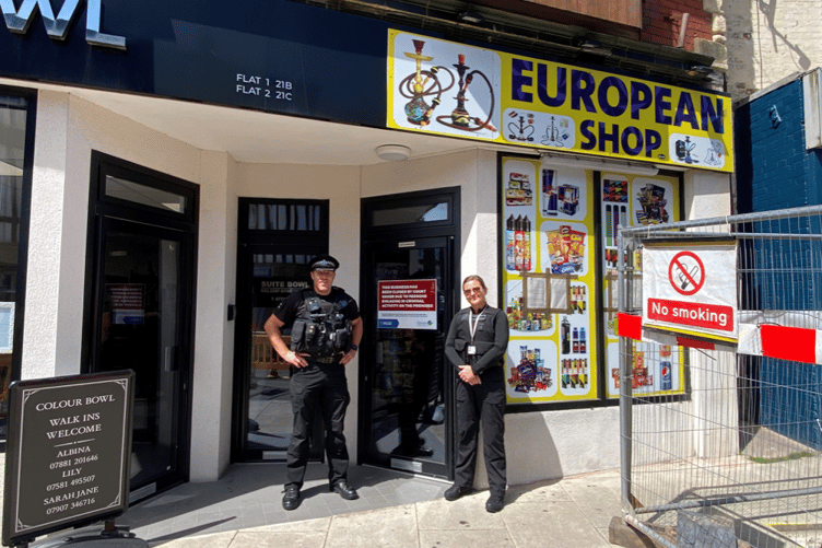 Devon & Cornwall Police worked with Heart of the South West Trading Standards Service to serve 48-hour closure notices to International Mini Market and European Shop in Exmouth.