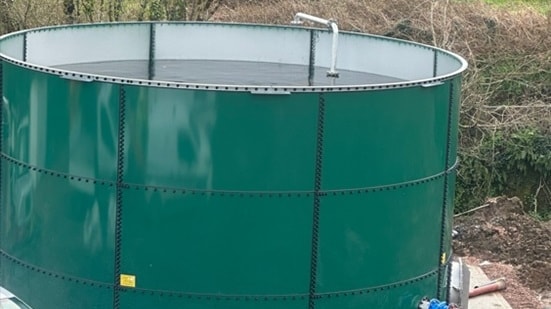 The South West Water tank at Teign Village Wastewater Treatment. Photo SWW