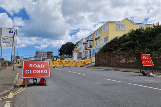 Roadworks in Sands Road, Paignton
