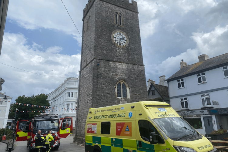 Emergency services were called to St Leonards Clock Tower after a man suffered a fall
