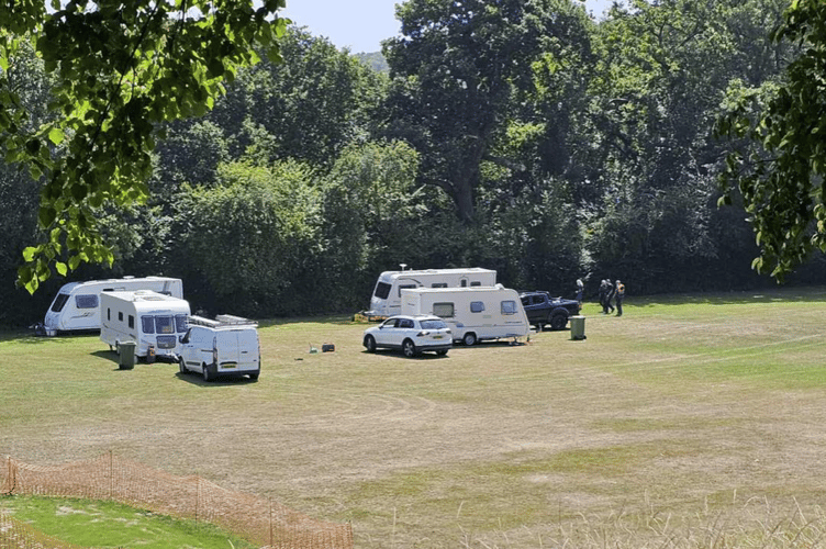 A group of travellers have encamped at Coach Road