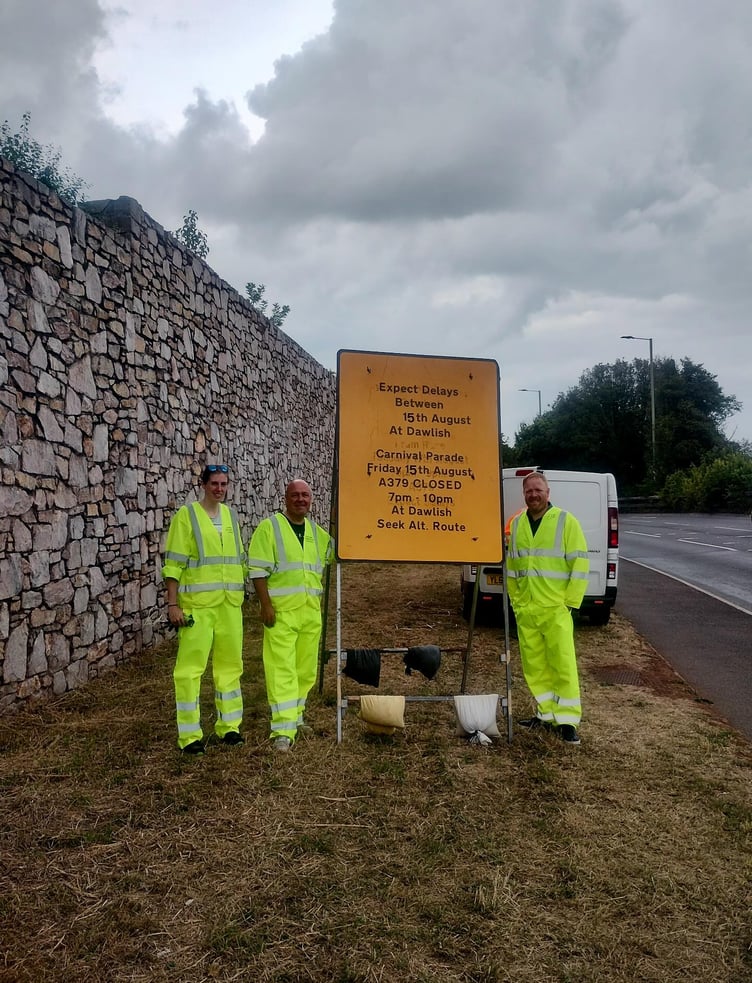 Dawlish Celebrates Carnival volunteers getting prepared. Photo Dawlish Celebrates Carnival