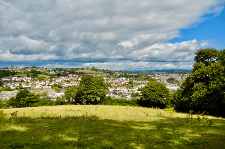 A view of Newton Abbot from Wolborough Hill 