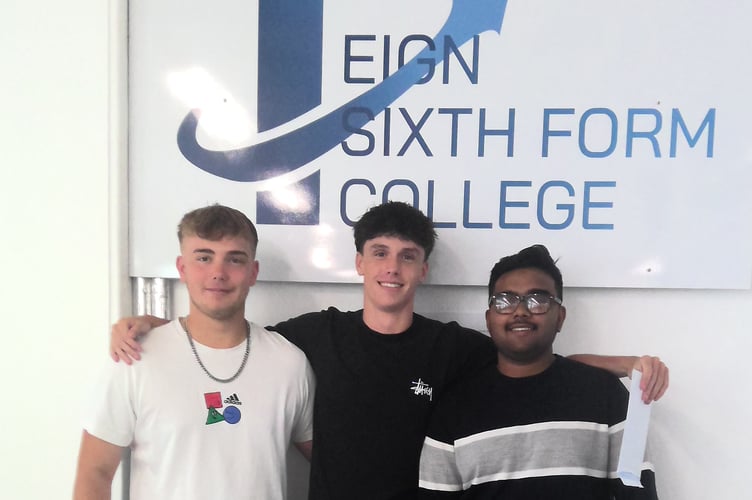 Callum Breslan, Jack Moyle, Ben Thomas are looking forward to their future after picking up their results from Teign School