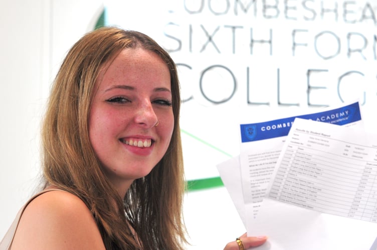 A Levels results day at Newton Abbot's Coombeshead Academy. Daisy Clements will be reading History at Reading Univeristy on the back of her results