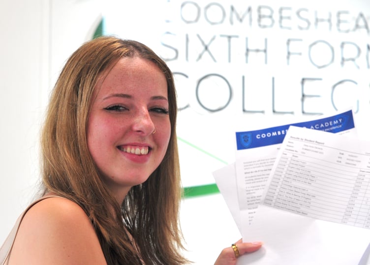 A Levels results day at Newton Abbot's Coombeshead Academy. Daisy Clements will be reading History at Reading Univeristy on the back of her results