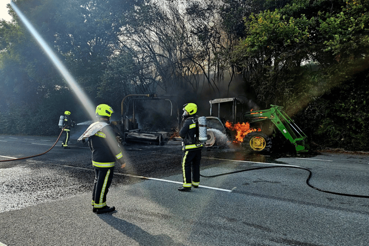 Tractor fire near Ugborough