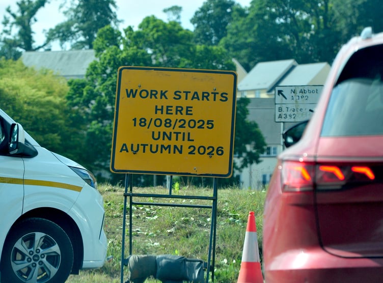 The misery mile. Four way traffic lights now make travel on the A382 as work begins