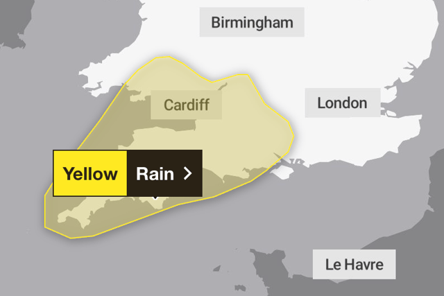 Yellow weather warning issued for heavy rain and flooding