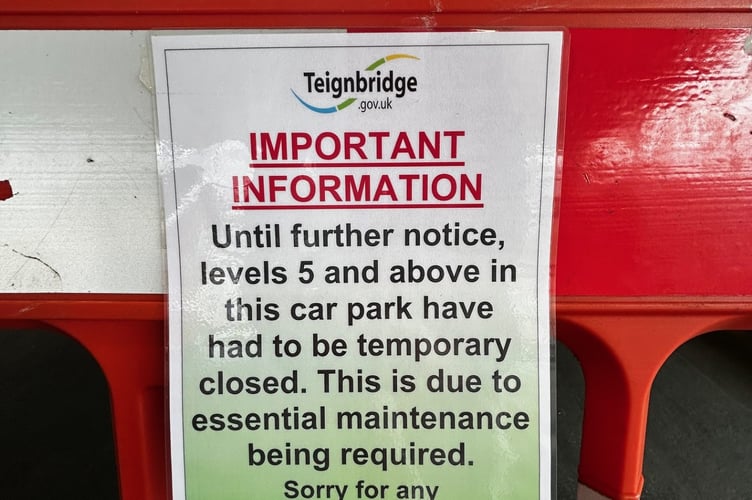 Teignbridge Council notice at Sherbourne Road car park. 