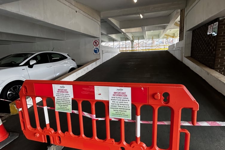 Level 5 and above of Newton Abbot's multi storey car park are out of action. 