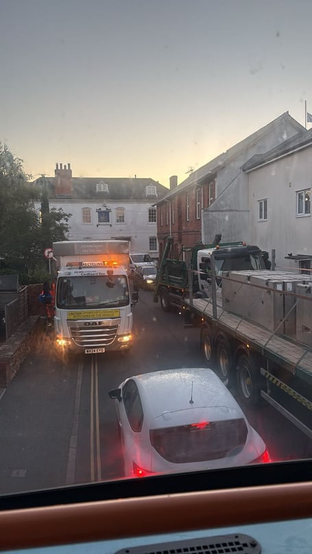 Photo showing traffic backing up at Starcross. Photo Dave King