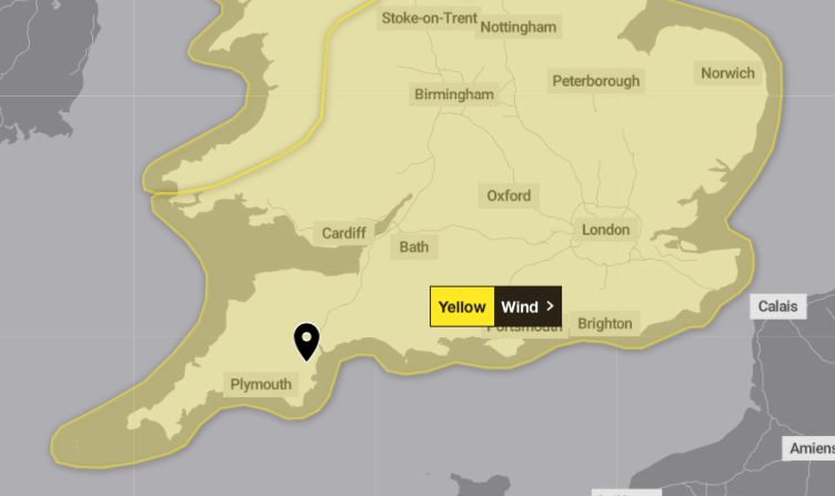 Storm Amy will bring strong winds to the South West 