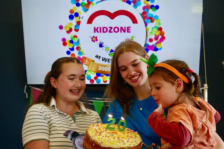 Hannah McDonald, Jennifer Knight and Anaya Rose celebrating 20 years of Kidzone at Westbank (photo Sharon Goble)