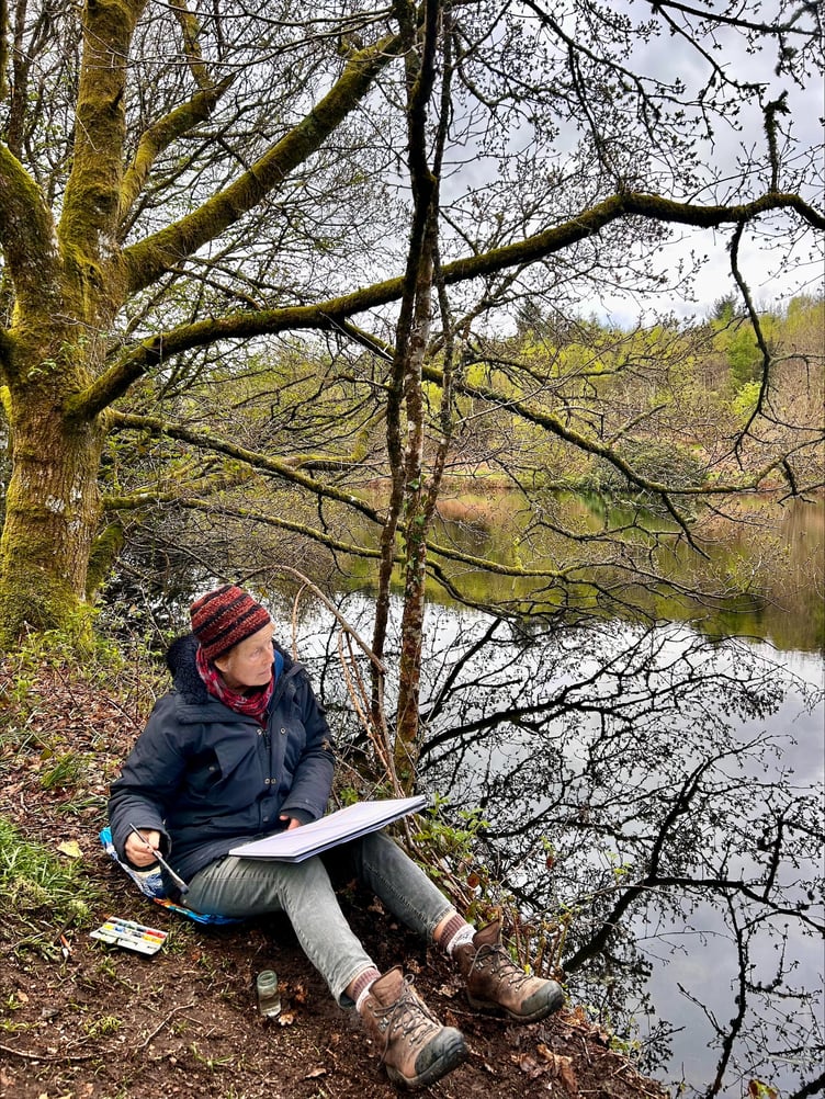 Artist Lucy Patrick at work.