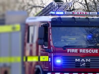 Firefighters tackle caravan blaze