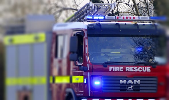 Firefighters tackle caravan blaze