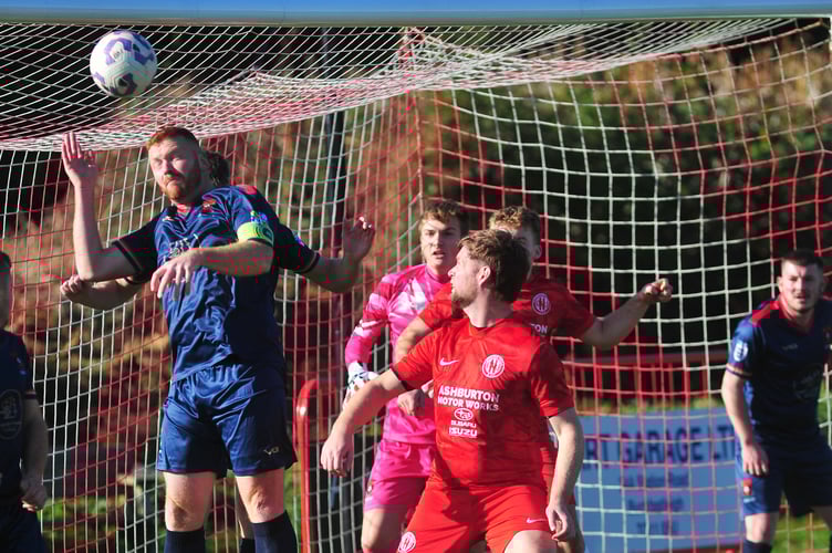 South Devon Football League Premier Division. Match action from Ilsington Villa versus East Allington United. Vllla had a 2-1 lead at half time but East Allington came back with two second-half goals to secure a 2-3 win.