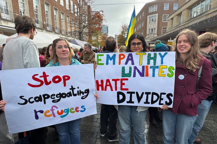 Exeter is for Everyone counter protestors.  AQ 6304
