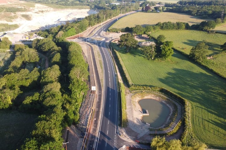 Aerial view of the A382. Photo Devon County Council 