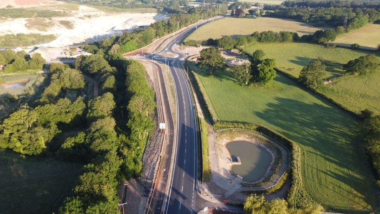 Aerial view of the A382. Photo Devon County Council