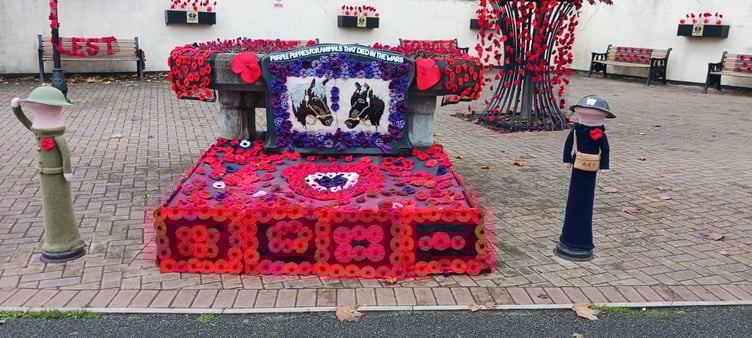 Poppy creations at Kingsteignton ahead of Remembrance Day. Photo Kingsteignton Town Council