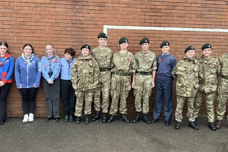 Teign School students gather for Armistice Day. 