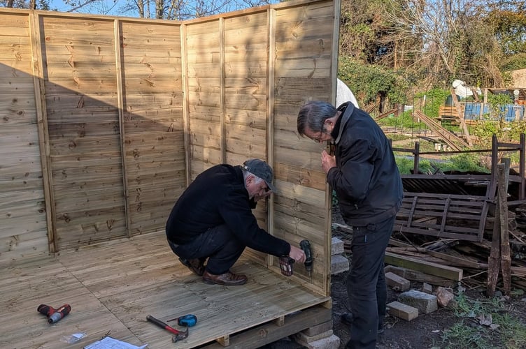 Construction of the new sheds in Exminster. Photo Exminster Community Garden