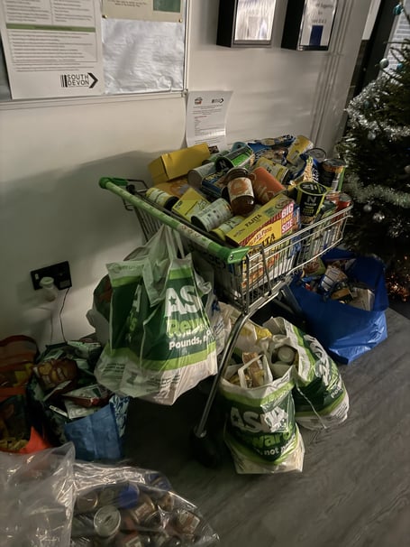 South Devon UTC's record foodbank collection. 