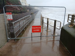 Dawlish footpath closed for repairs after storm