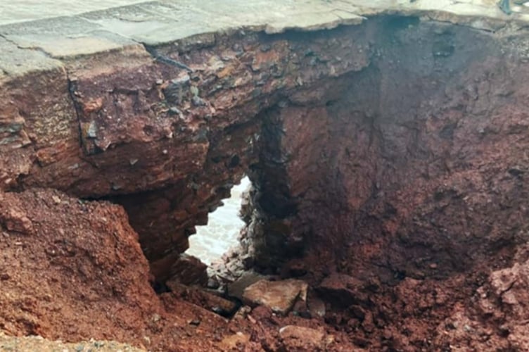 The sink hole between Dawlish and Teignmouth. Photo GWR 