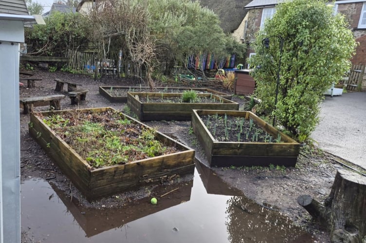 Hennock Primary School's water-logged playground