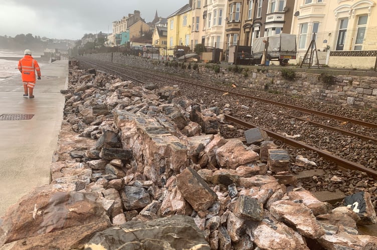 Repairs to Dawlish sea wall. Photo South West Rail Resilience 
