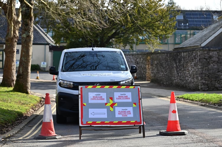 No parking at Teignbridge Council's Newton Abbot headquarters after travellers set up camp in the main car park