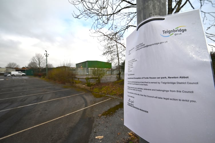 And then there were none. A notice in the now empty TDC car park informing travellers that they had 24 hours to leave - or face legal action