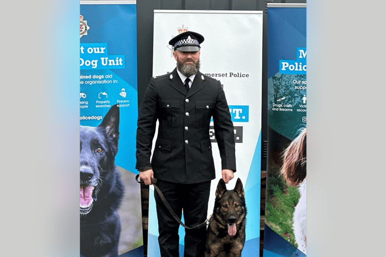 Police Constable Luke Barnard and Police Dog Sid from Ashburton