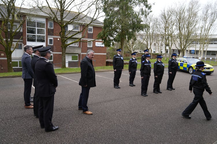 A passing out parade at Middlemoor for seven new PCSO who finished their initial training.
