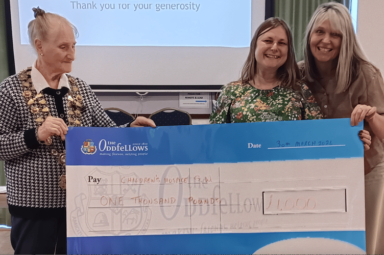The £1,000 cheque was presented to Henrietta of Children’s Hospice South West