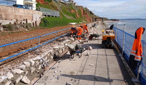 Dawlish sea wall repairs make good progress