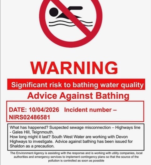 Sewage leak warning affecting Shaldon beach 
