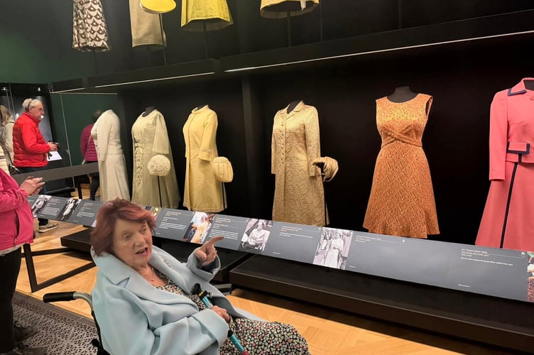 Sheila Thomas at the exhibition of Queen Elizabeth II's dresses. Photo contributed 