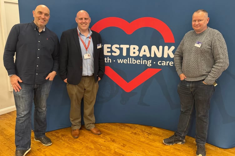 John Powell, Andy Hood and Andy Green at the launched of Westbank Community Health and Care new Devon Parent Carers support service. Photo contributed 