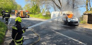 Fire crews tackles van blaze