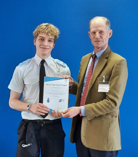Hayden Ward, 17, from Teign School selected as cadet to the High Sheriff of Devon, Mark Ansell. photo contributed 