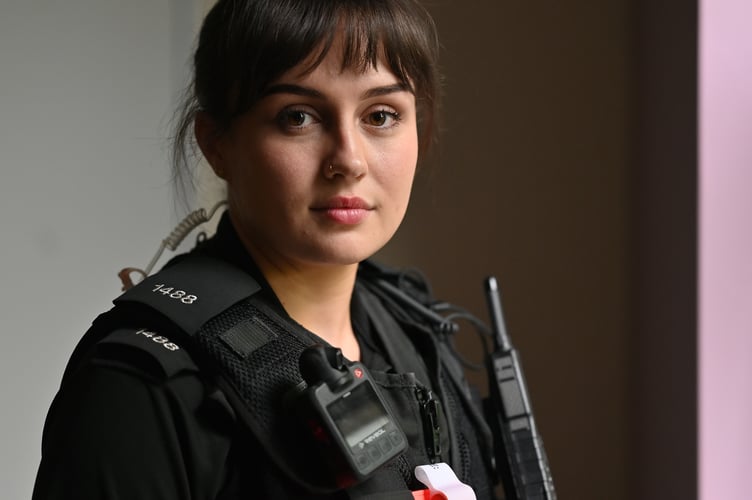 Newton Abbot PC Alice Beer who was serious assaulted while on duty in the town on February 11 and has recently returned to active duty