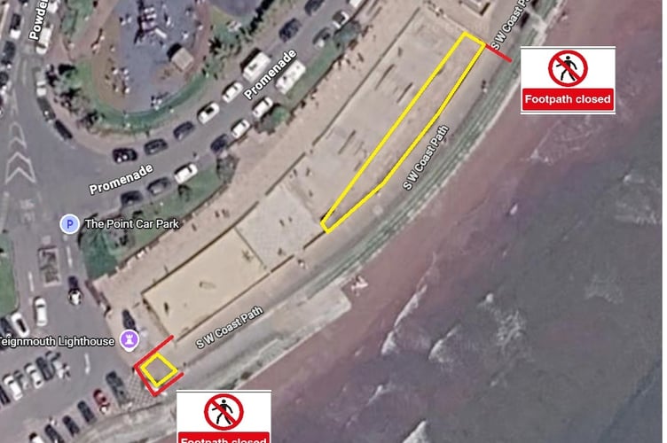Parts of the promenade in Teignmouth will be closed off while repair work is carried out. Photo Teignbridge Council 