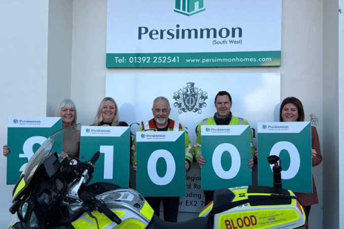 Persimmon Homes South West has provided financial support to South West Blood Bikes as part of its Community Champions scheme