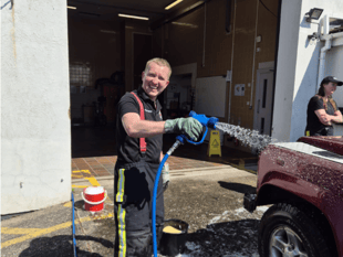 Firefighters raise hundreds for charity with car wash