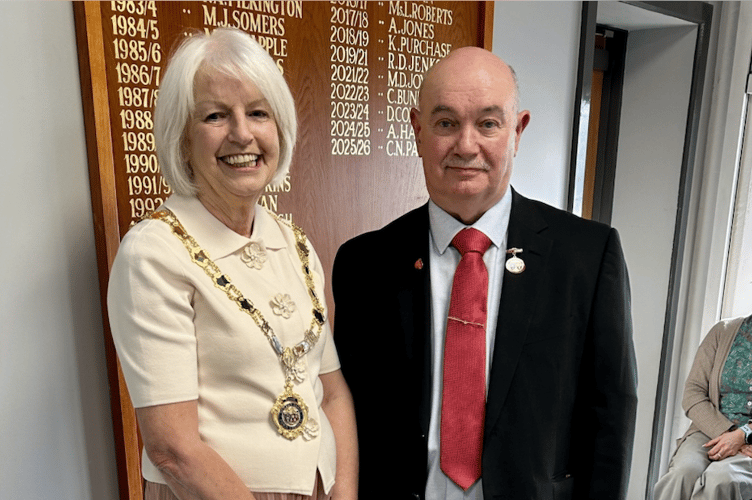 New Mayor of Newton Abbot, Cllr Louise Cooke, with outgoing mayor Cllr Colin Parker