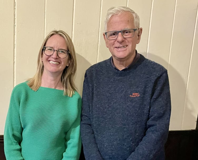 Malcolm Vallance with Thelbridge Parish Council Chairman Linsey Frost. Photo contributed